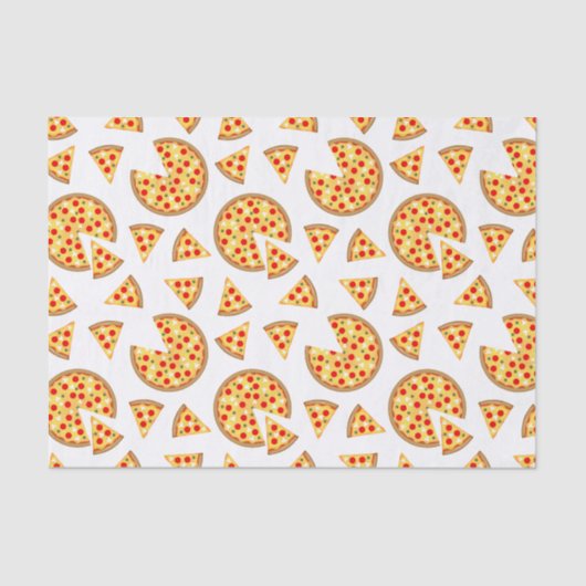 白いクールおもしろいのピザとスライスの模様 薄葉紙 (正面)