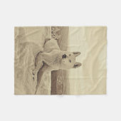 白いクールハスキーと雪の贈り物愛好家 フリースブランケット (正面(横))