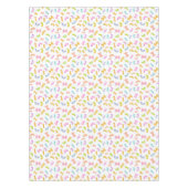 白いクール上におもしろいのマカロニカラフル模様 テーブルクロス (正面)