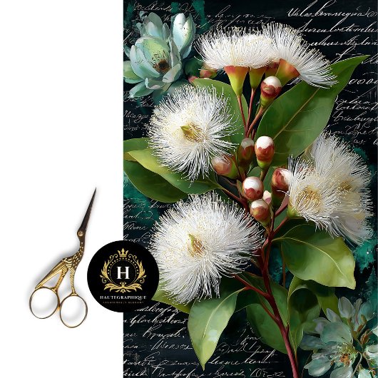 白いグムナッツとマグノリアの花の切り離 薄葉紙