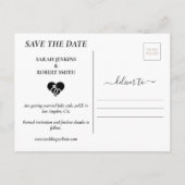 白いグラデーション新婚の写真の結婚式の日付を保存 案内ポストカード (裏面)