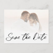 白いグラデーション新婚の写真の結婚式の日付を保存 案内ポストカード (正面)