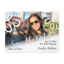 白いグラフィックフローラ卒業日の保存