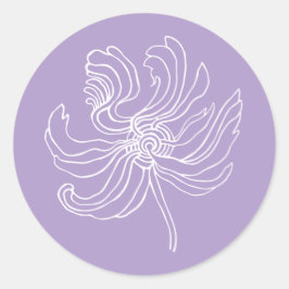 白いグラフィック牡丹。 ラウンドシール