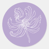 白いグラフィック牡丹。 ラウンドシール (正面)