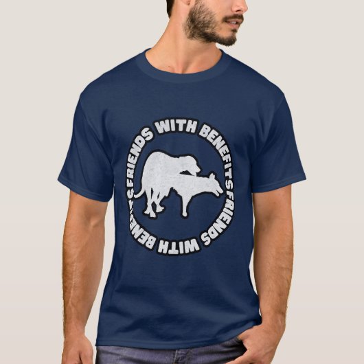 白いグランジ風のレトロなデザインで犬友達と楽しく Tシャツ (正面)