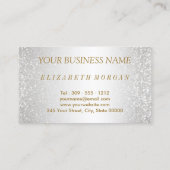 白いグリッターおよび花柄の美容師 名刺 (裏面)