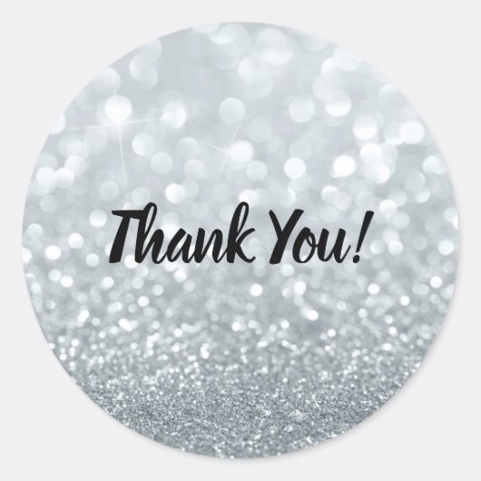 白いグリッターがきらきら輝くスイート16パーティー ラウンドシール (正面)