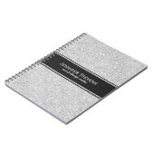 白いグリッターとキラキラ黒のアクセント ノートブック (左側)