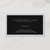 白いグリッターとキラキラ黒のアクセント 名刺 (裏面)