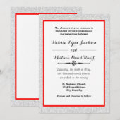 白いグリッターと赤いフレームのウェディング招待状 招待状 (正面/裏面)