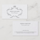 白いグリッター華美フレーム（クラウン付き） 名刺 (正面/裏面)