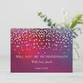 白いグリッター　あなたは私のブライズメイドになってくれる？ 招待状 (スタンド正面)