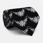 白いグリフィンと花(黒) ネクタイ (ロール)