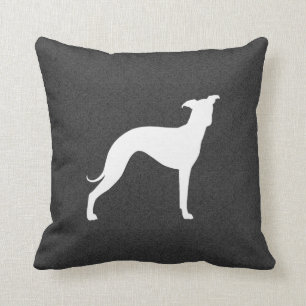 白いグレイタリアンイハウンドシルエットIggy Dog Gray クッション