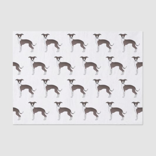 白いグレイハウンドイタリアンかわいい犬のパターン 薄葉紙 (正面)