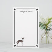 白いグレイハウンドイタリアンと手と文字 便箋 (スタンド正面)