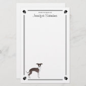 白いグレイハウンドイタリアンと手と文字 便箋 (正面/裏面)