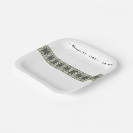 白いグレーと緑の四角 ペーパープレート