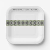 白いグレーと緑の四角 ペーパープレート (正面)