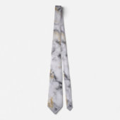 白いグレーと金ゴールドの大理石のパターン ネクタイ (正面)