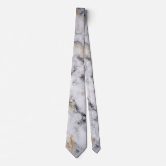 白いグレーと金ゴールドの大理石のパターン ネクタイ (正面)