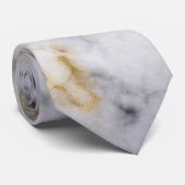 白いグレーと金ゴールドの大理石のパターン ネクタイ (ロール)