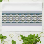 白いグレーと青 キッチンタオル (折り畳み)