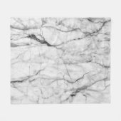 白いグレーの大理石テクスチャ フリースブランケット (正面(横))