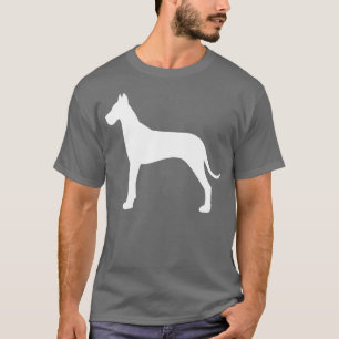 白いグレートデーン犬のシルエットの大きいグラフィック Tシャツ