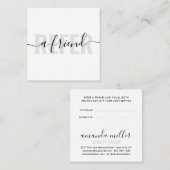 白いグレーモダンは友人スクリプトの署名を参照する 紹介カード (正面/裏面)