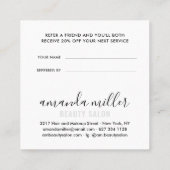 白いグレーモダンは友人スクリプトの署名を参照する 紹介カード (裏面)