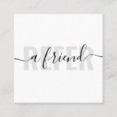 白いグレーモダンは友人スクリプトの署名を参照する 紹介カード (正面)
