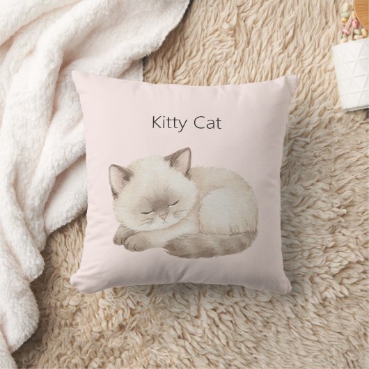 白いグレー子猫 クッション (ブランケット)