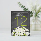 白いケシとチョーク結婚ボードのテーブルカード ポストカード (スタンド正面)