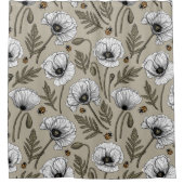 白いケシとテンサイ シャワーカーテン (正面)