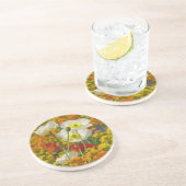 白いケシのまわりにがカラフル花を育てる コースター (側面)