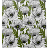 白いケシの上の白いケシ シャワーカーテン (正面)