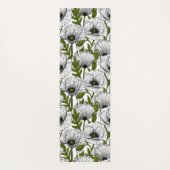 白いケシの上の白いケシ ヨガマット (裏面)