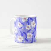 白いケシの花の継ぎ目のない模様。ビューティフルハ コーヒーマグカップ (正面左)