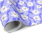 白いケシ:手描き紫シームレス ラッピングペーパー (ロールコーナー)