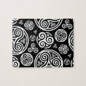 白いケルトのトリスケルを黒に ジグソーパズル (横)