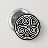 白いケルトのトリスケルを黒に 缶バッジ (正面&裏面)