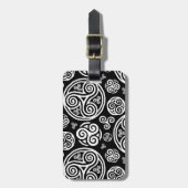 白いケルト色のトリスケル(黒) ラゲッジタグ (正面縦)