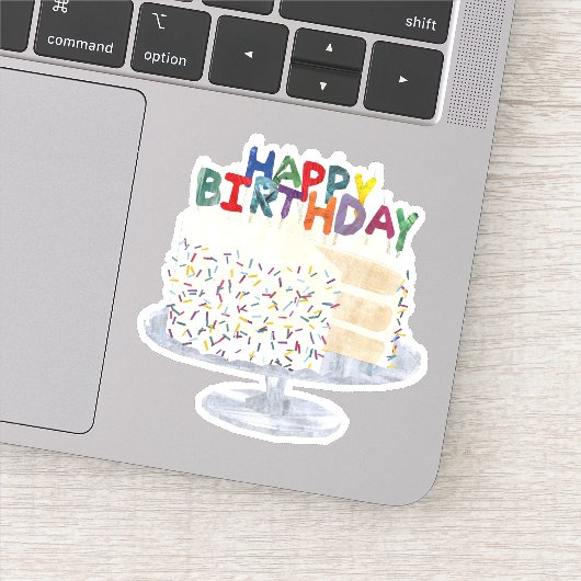 白いケーキに紙吹雪を振りかけるキャンドル シール (詳細)