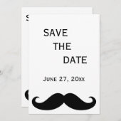 白いゲイのウェディング Save The Date カード 口髭 (正面/裏面)