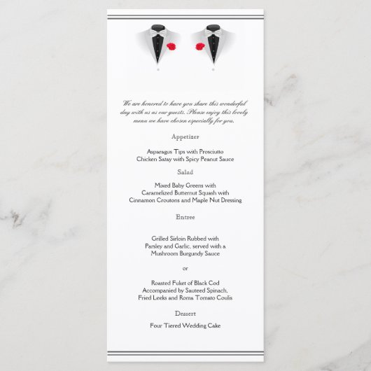 白いゲイのメニュ結婚ーに2つ メニュー (正面)