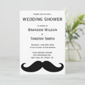 白いゲイウェディングシャワー招待状と口ひげ 招待状 (スタンド正面)