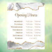 白いゲートの開館時間ウィンドウにしがみつく ウィンドウサイン (シート3)