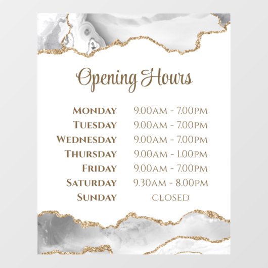 白いゲートの開館時間ウィンドウにしがみつく ウィンドウサイン (シート)